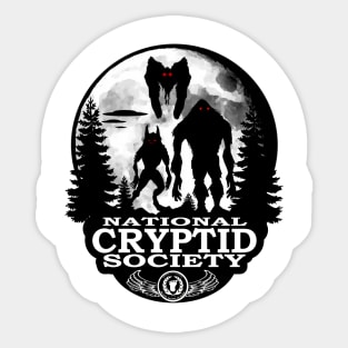 Bigfoot Dogman Mothman UFO Moon National Cryptid Society Crest Logo Sticker